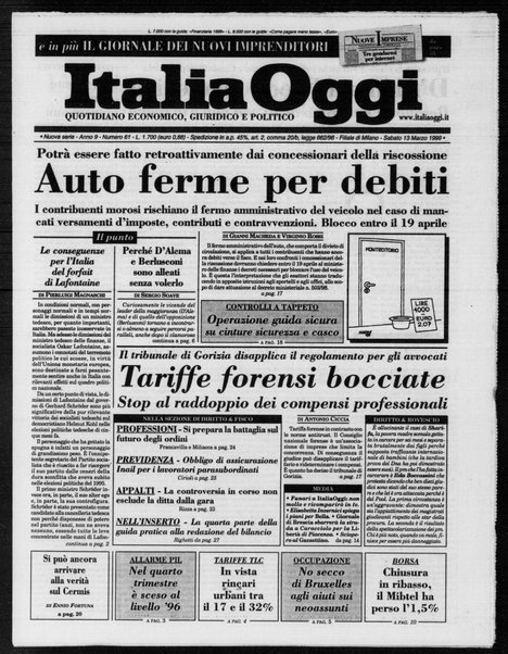 Italia oggi : quotidiano di economia finanza e politica